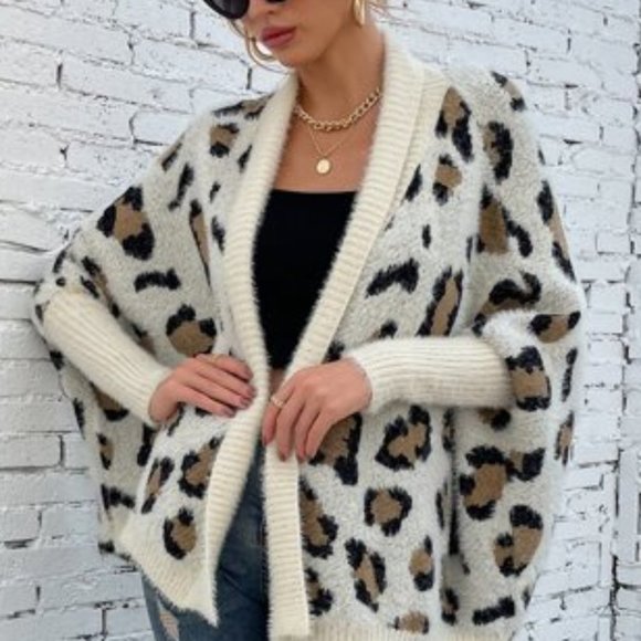 Fuzzy Leopard Cardigan Sweater - Picture 12 of 14